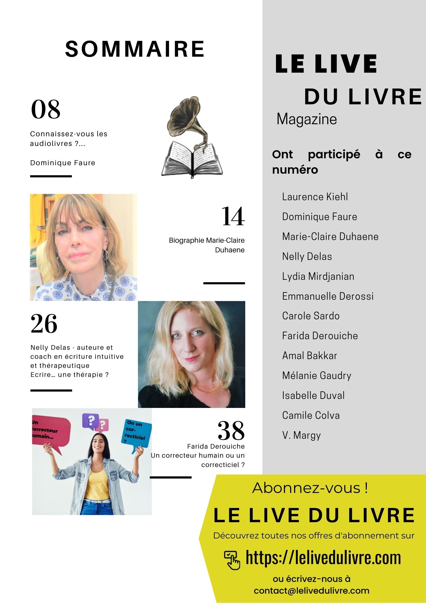 Sommaire Le live du livre Magazine N°2